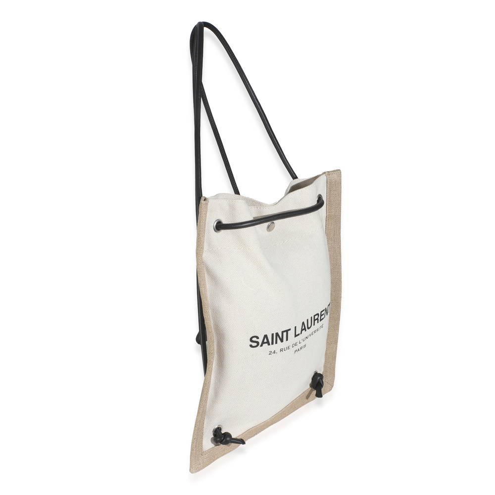 Saint Laurent Beige Canvas Universite Flat Backpack - Picture 3 of 7